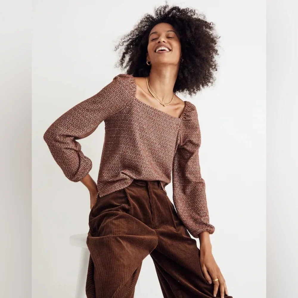 Madewell Geometric Brown Blouse